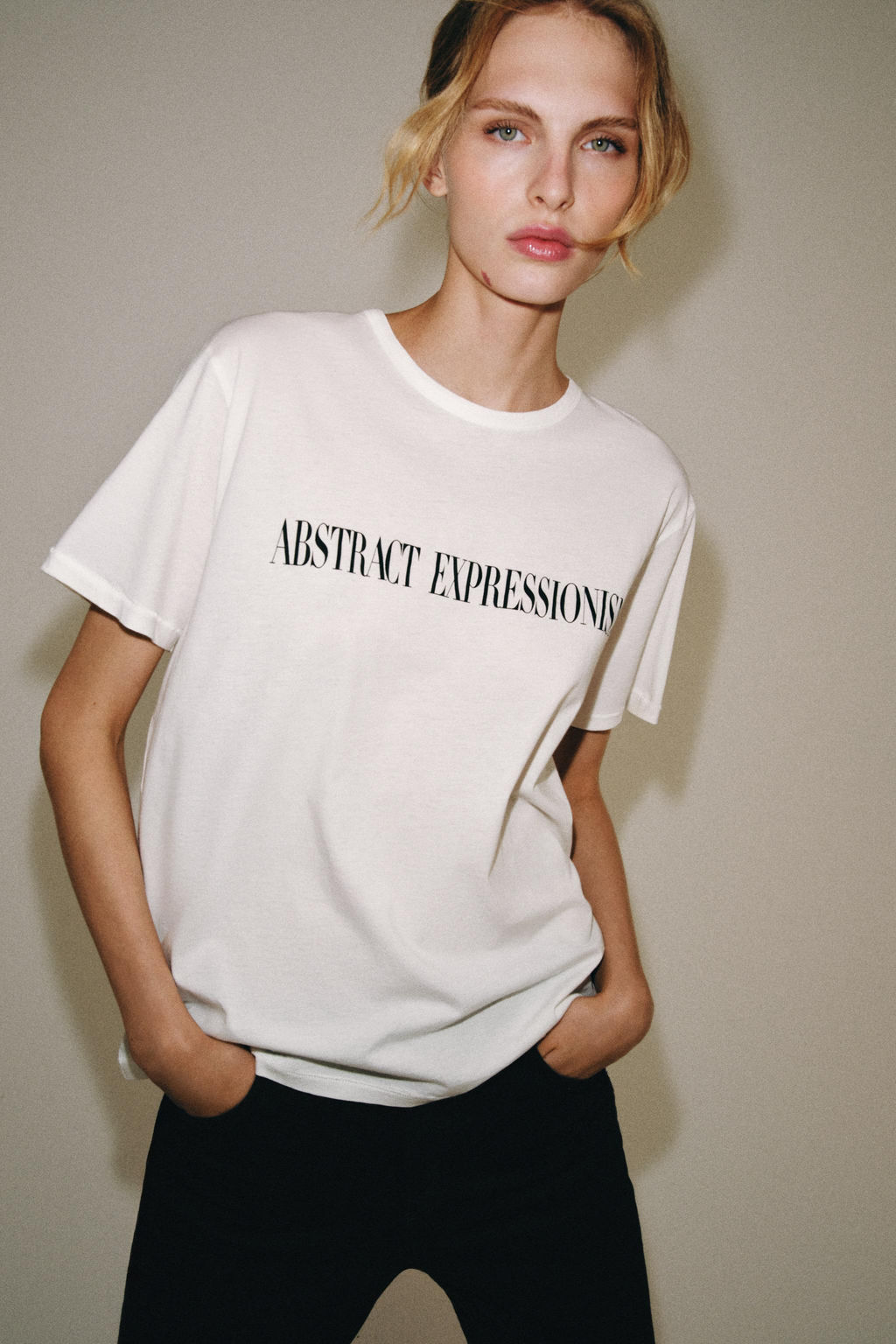 CAMISETA OVERSIZE TEXTO / Blanco roto - Zara фото 2