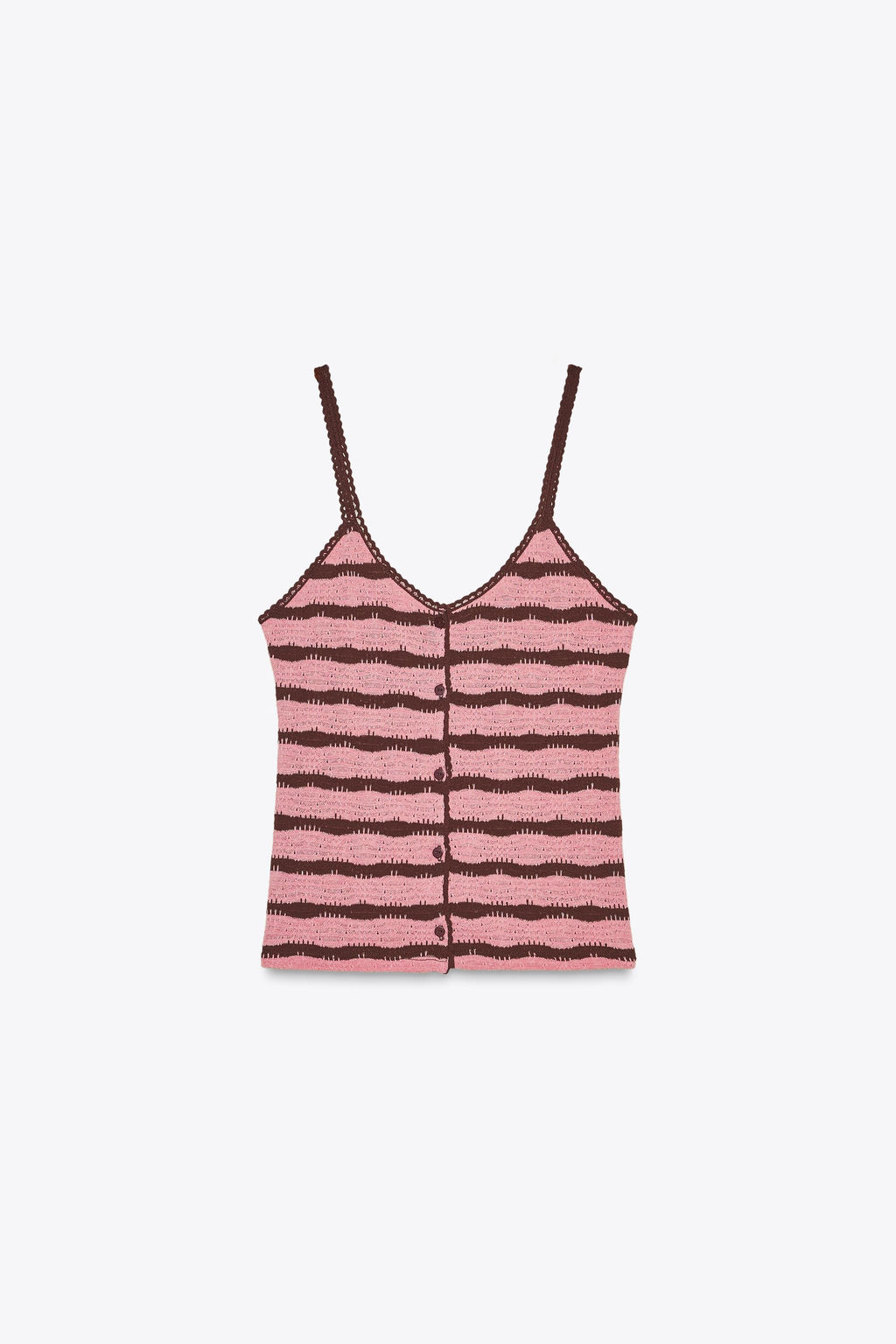 STRIPED KNITTED CROP TOP WITH STRAPS - Zara фото 4