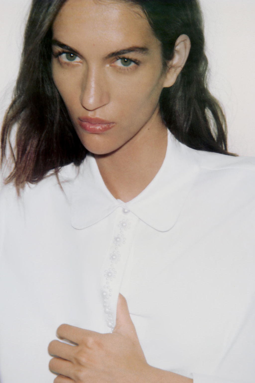POPLIN SHIRT WITH FAUX PEARLS - Zara фото 5