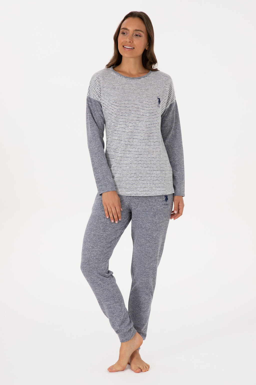 Kad_n Gri Melanj Pijama Tak_m_ - U.s. polo assn фото 4