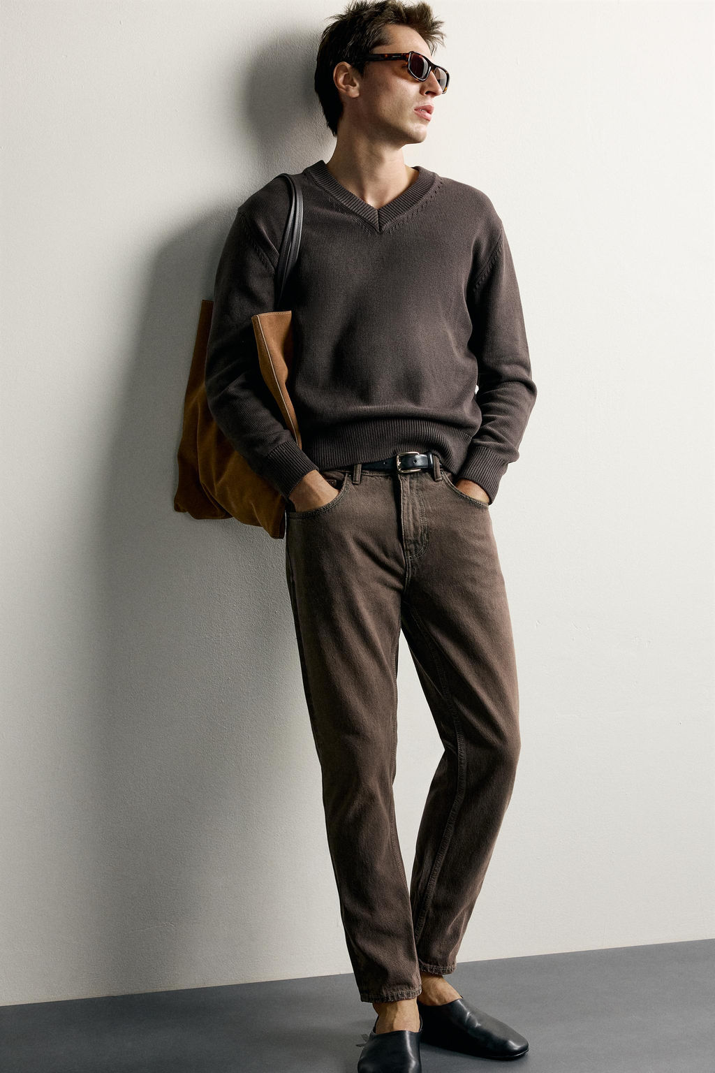 JEANS SLIM CROPPED FIT / Marr?n - Zara фото 5