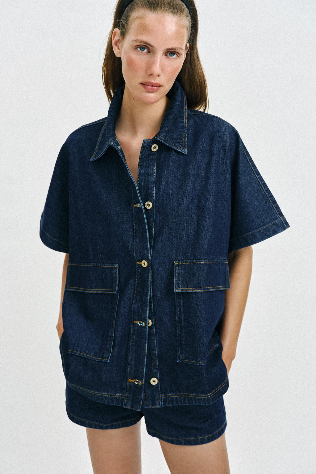 SOBRECAMISA Z1975 DENIM OVERSIZE / Azul - Zara фото 2