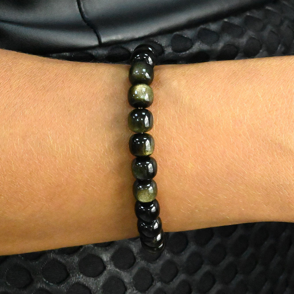 Обсидиан иризирующий браслет рондель 8*7мм