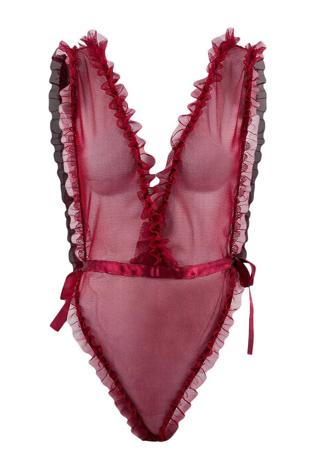 Bordo Tul Yandan Baglamal? F?rf?rl? Fitted Body THMSS26BD00016