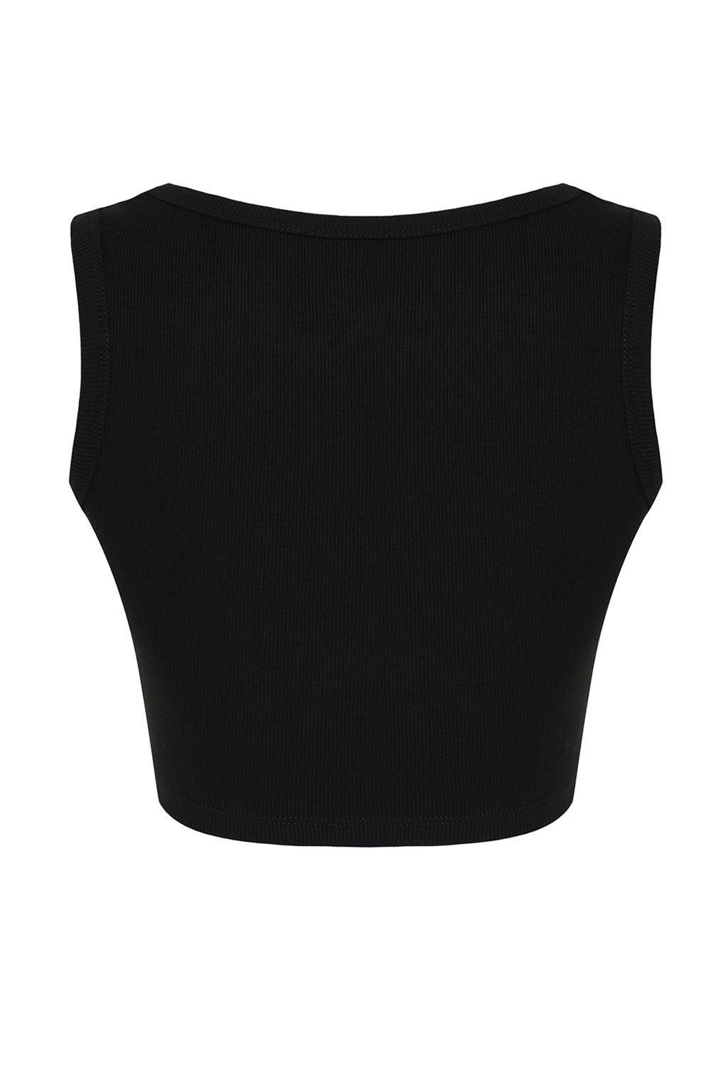 Siyah Ask?l? Super Crop Fitilli Esnek Orme Atlet TWOSS24AL00023