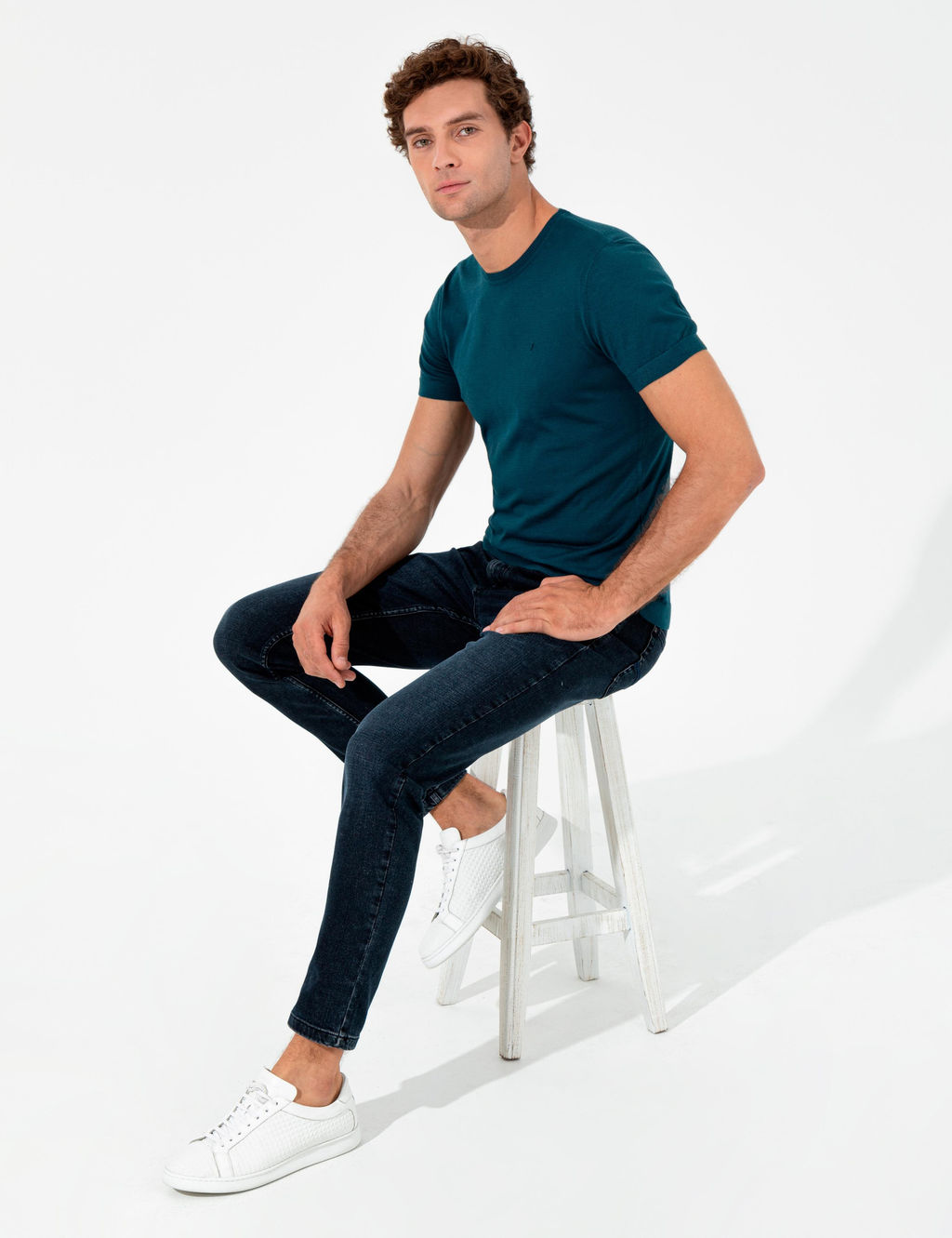 Petrol Slim Fit Bisiklet Yaka Triko T-Shirt - Cacharel фото 3