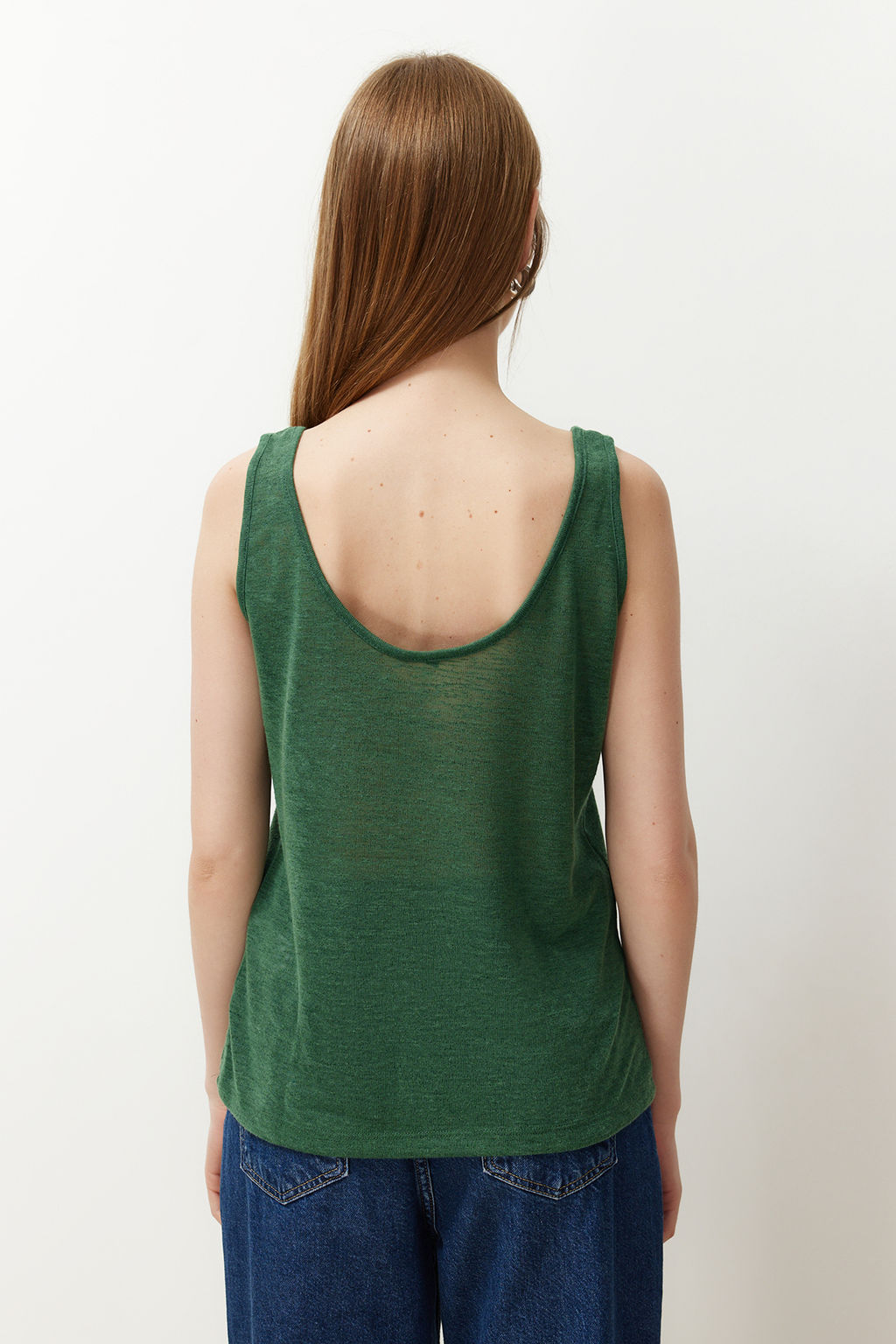 Yesil Relaxed/Rahat Kal?p Havuz Yaka S?rt Detayl? Orme Bluz TWOSS24BZ00451 - Trendyolmilla фото 6