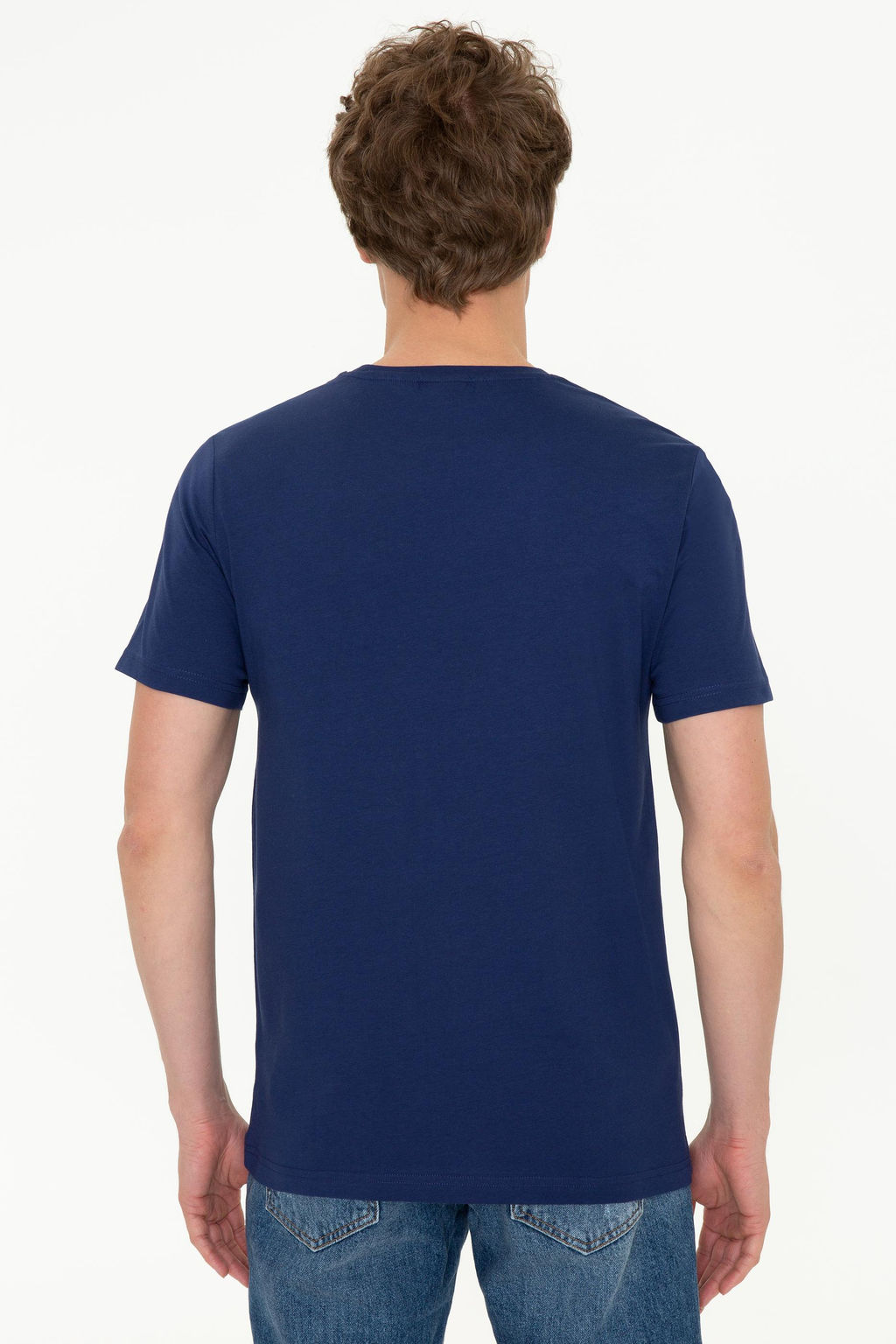 Erkek Lacivert Bisiklet Yaka T-Shirt