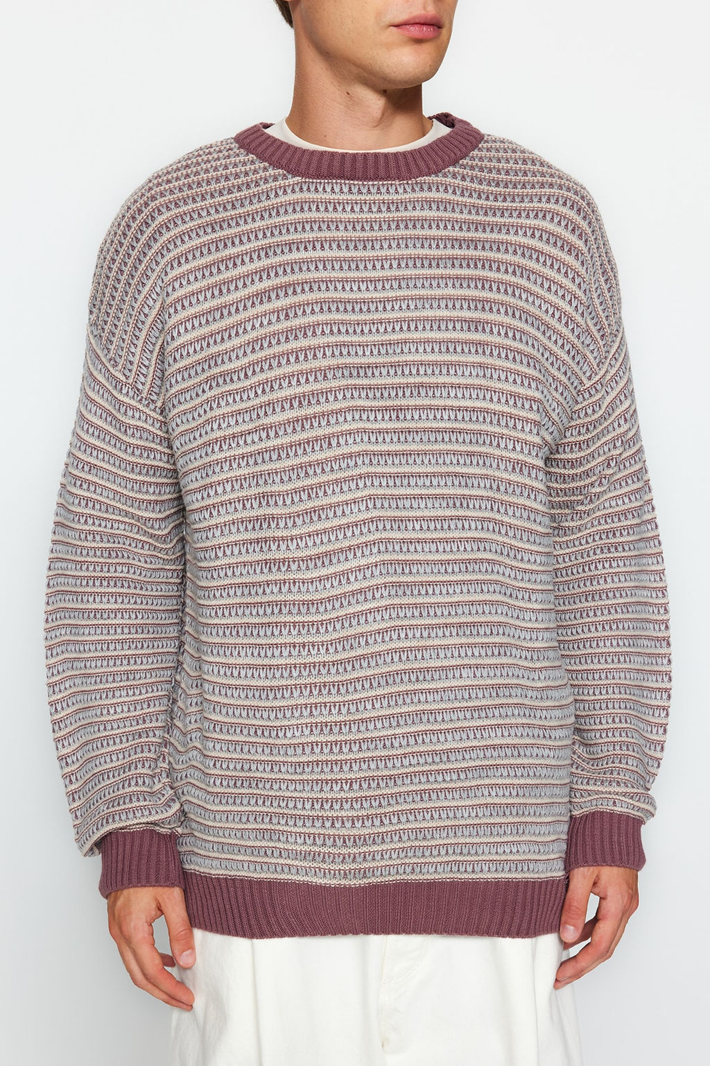 Trendyolmilla Man Camel Regular Bisiklet Yaka Jakarl? Kazak TMNAW22KZ0658  фото 17