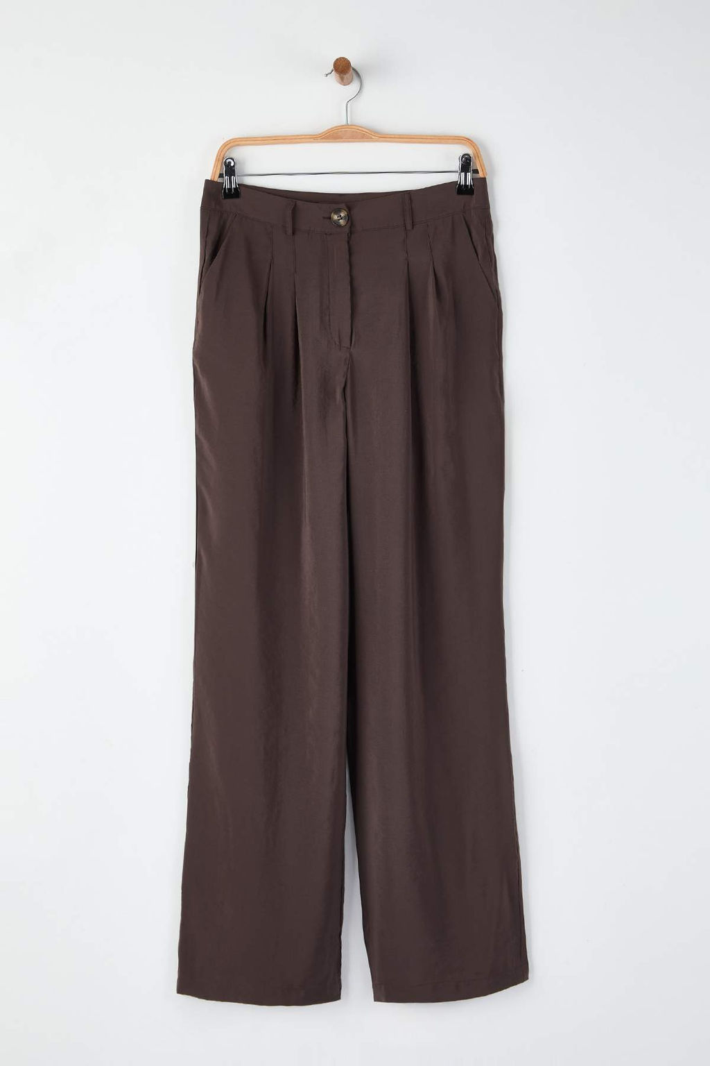 Kahverengi Modal Wideleg Dokuma Pantolon TWOAW26PL00124