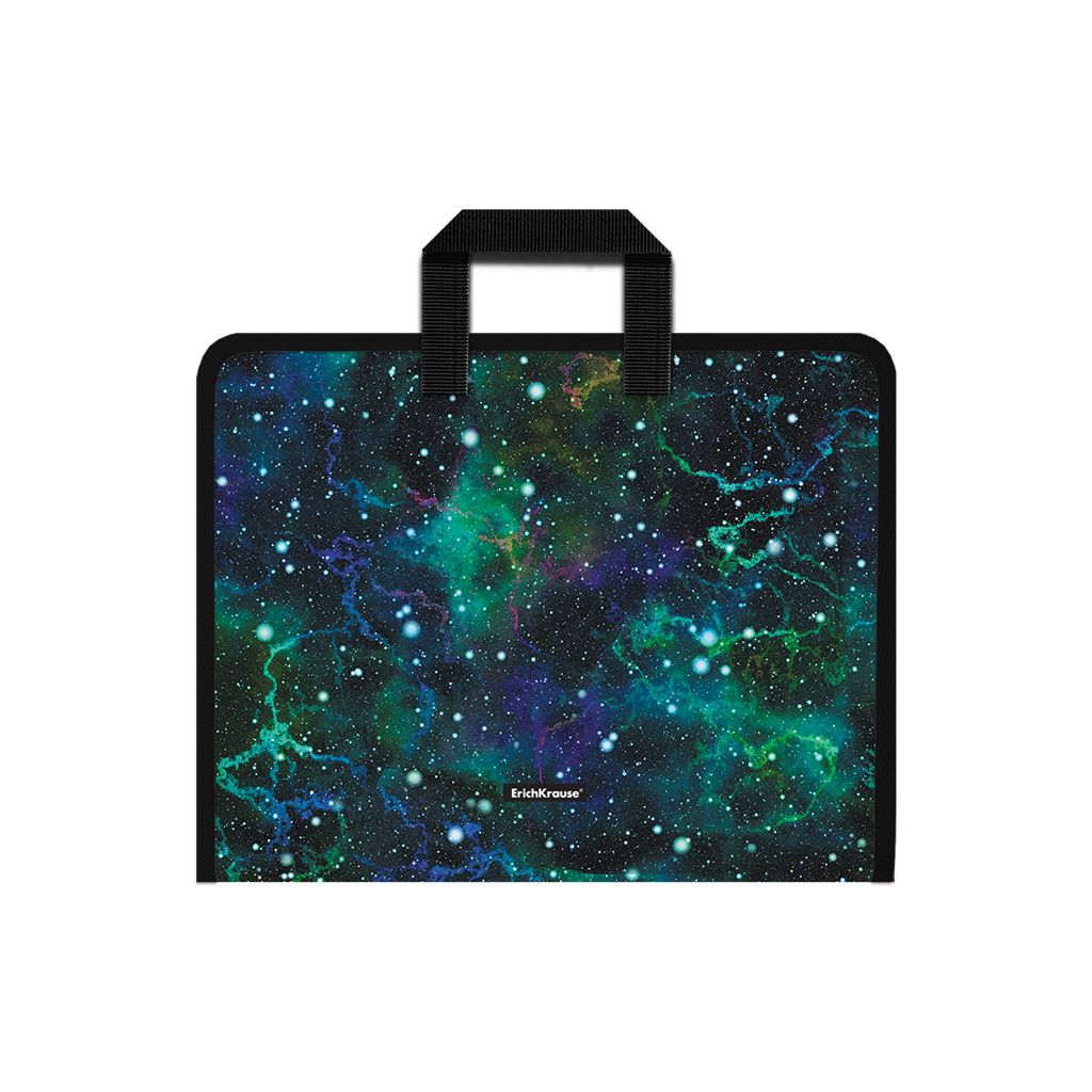 Цена за 4 шт. Папка на молнии пластиковая с ручками ErichKrause® Emerald Stardust, A4+ (в пакете по 4 шт.)