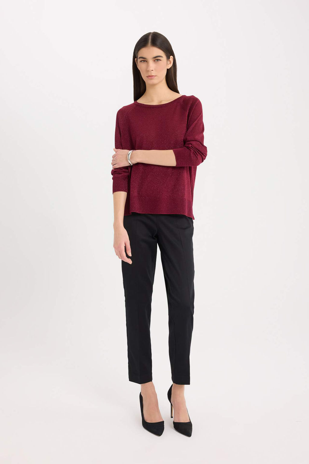 Sigaret Saten Kumas Pantolon Normal Bel Basic Duz Beli Lastikli Duz Paca - Defacto фото 7