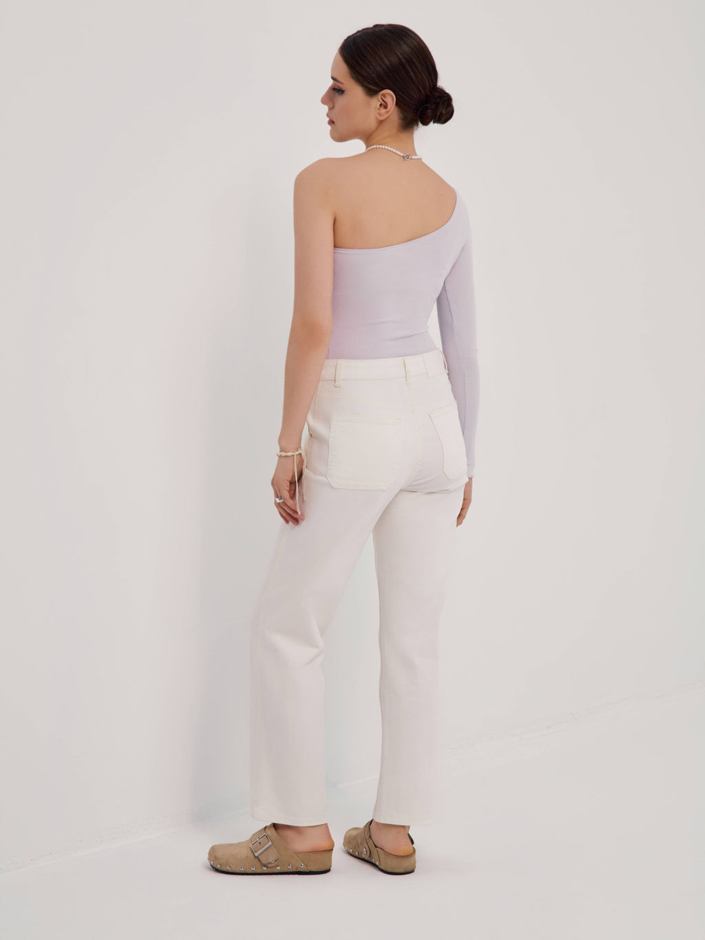 CONTE Боди на одно плечо из полотна в рубчик с декоративными швами LBD 2627 lavender - Conte elegant фото 2