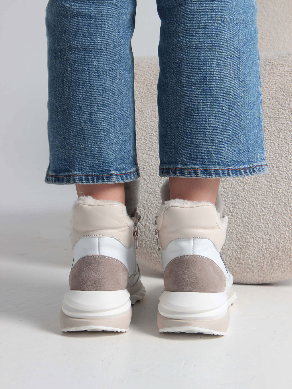 Ботинки 350.uno2w. белый бежевый/Байка