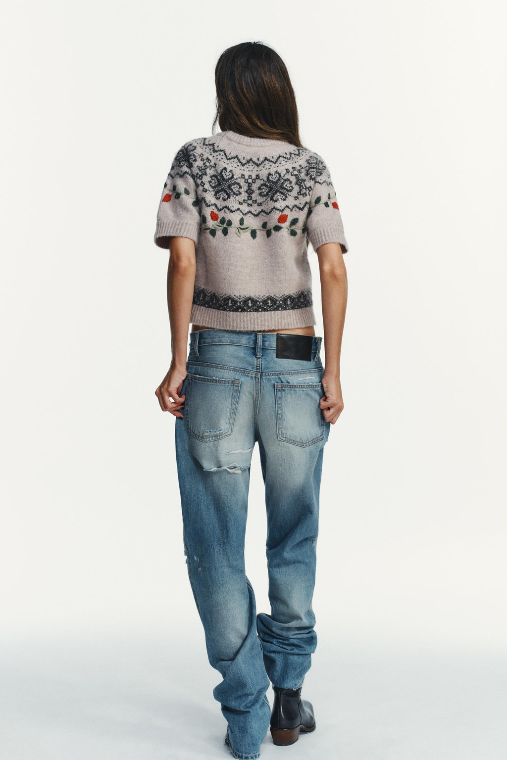 SHORT SLEEVE JACQUARD EMBROIDERED JUMPER - Zara фото 5