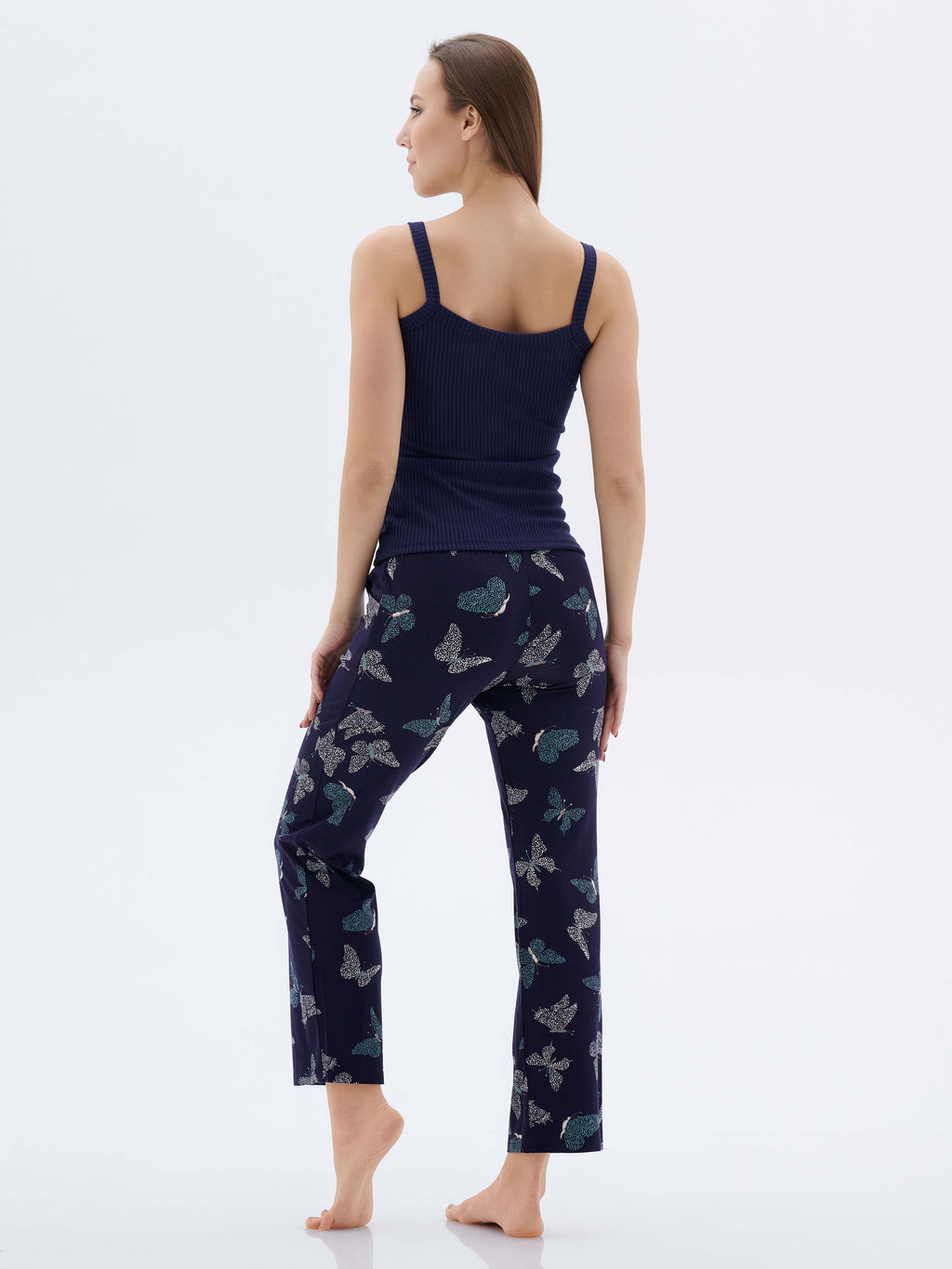 Пижама с халатом МИШЕЛЬ: брюки, топ, халат (тёмно синий №15) - Ивановская трикотажная компания фото 7