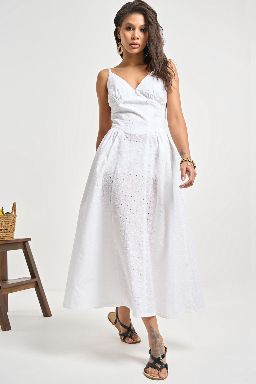 Сарафан летний кружевной на подкладке белый