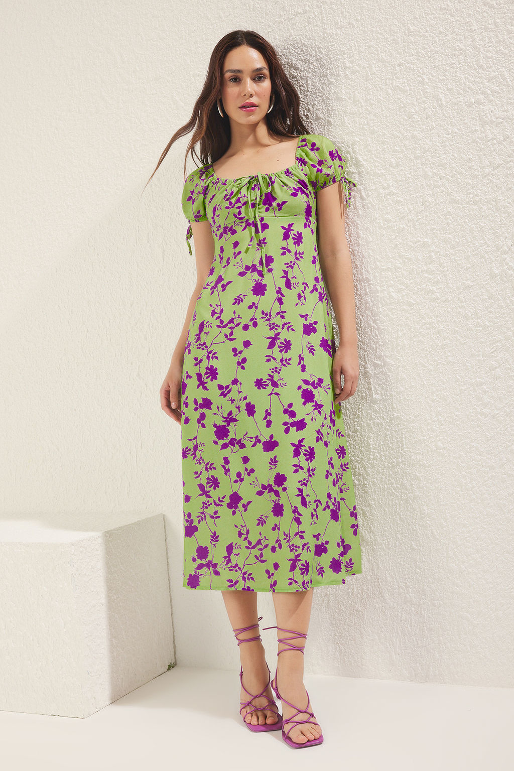 Yesil Duz Maxi Dokuma Elbise TWOSS25EL00662 - Trendyolmilla фото 2