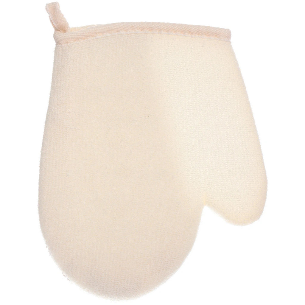 Цена за 3 шт. Мочалка - варежка массажная "SANTA MONIKA - BOKALLI", цвет белый / серый, 22*18см (зип пакет и наклейка Ultramarine)