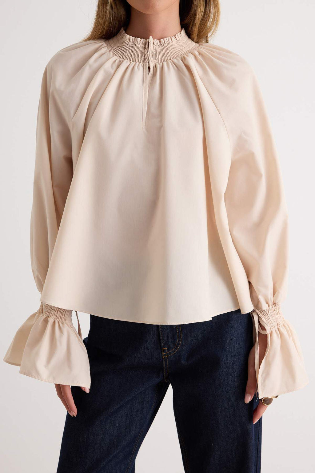 Bej Gipe Detayl_ Boho Geni_ Kal_p Dokuma Bluz TWOAW27BZ00229