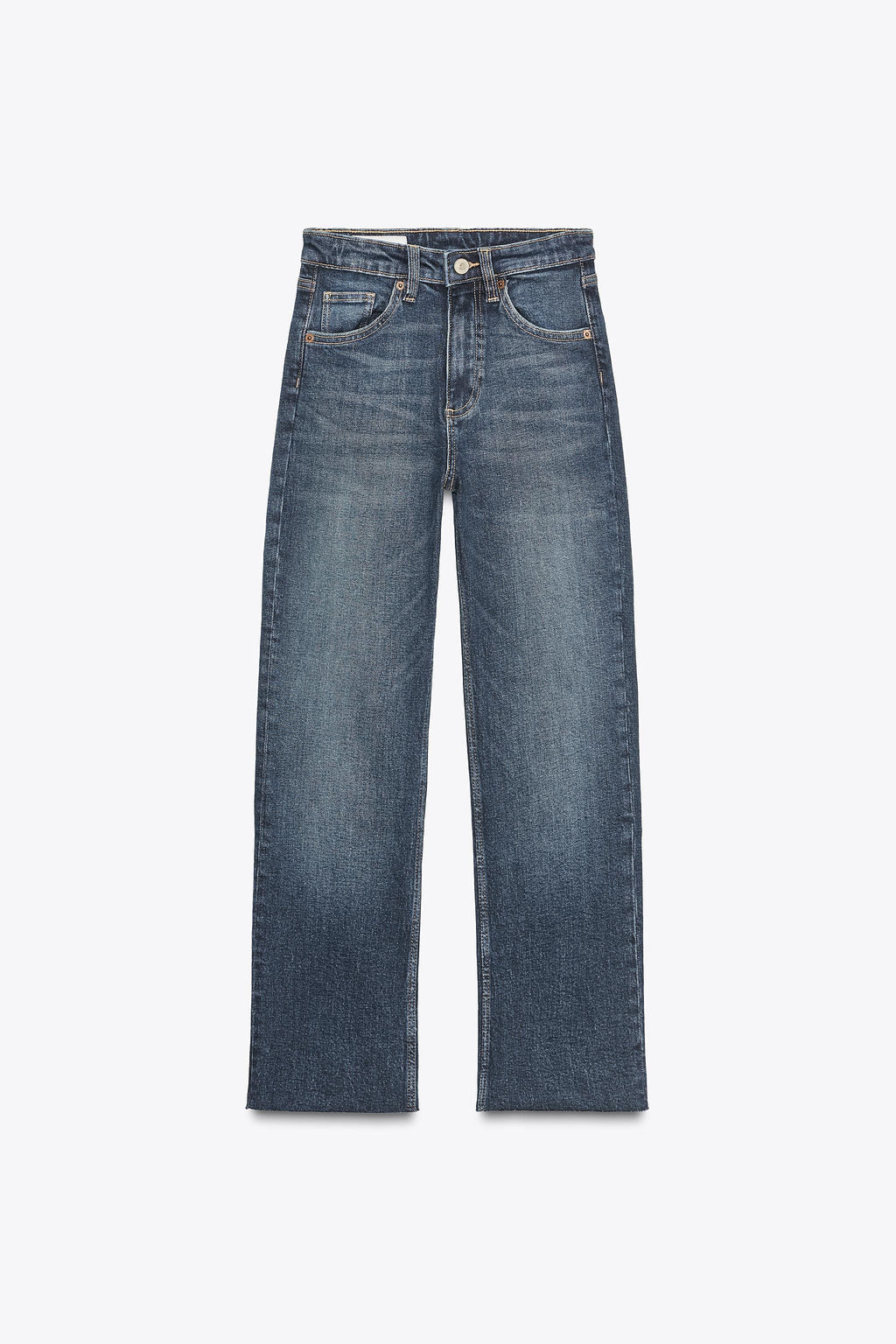 JEANS TRF CROPPED FLARE TIRO ALTO / Marino
