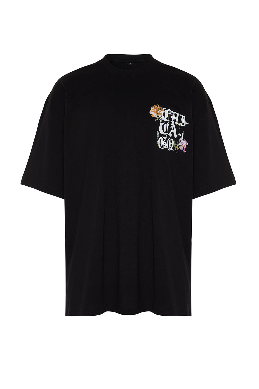 Siyah Oversize/Genis Kesim Chicago Sehir Bask?l? %100 Pamuklu K?sa Kol T-Shirt TMNSS24TS00167 - Trendyolmilla фото 8