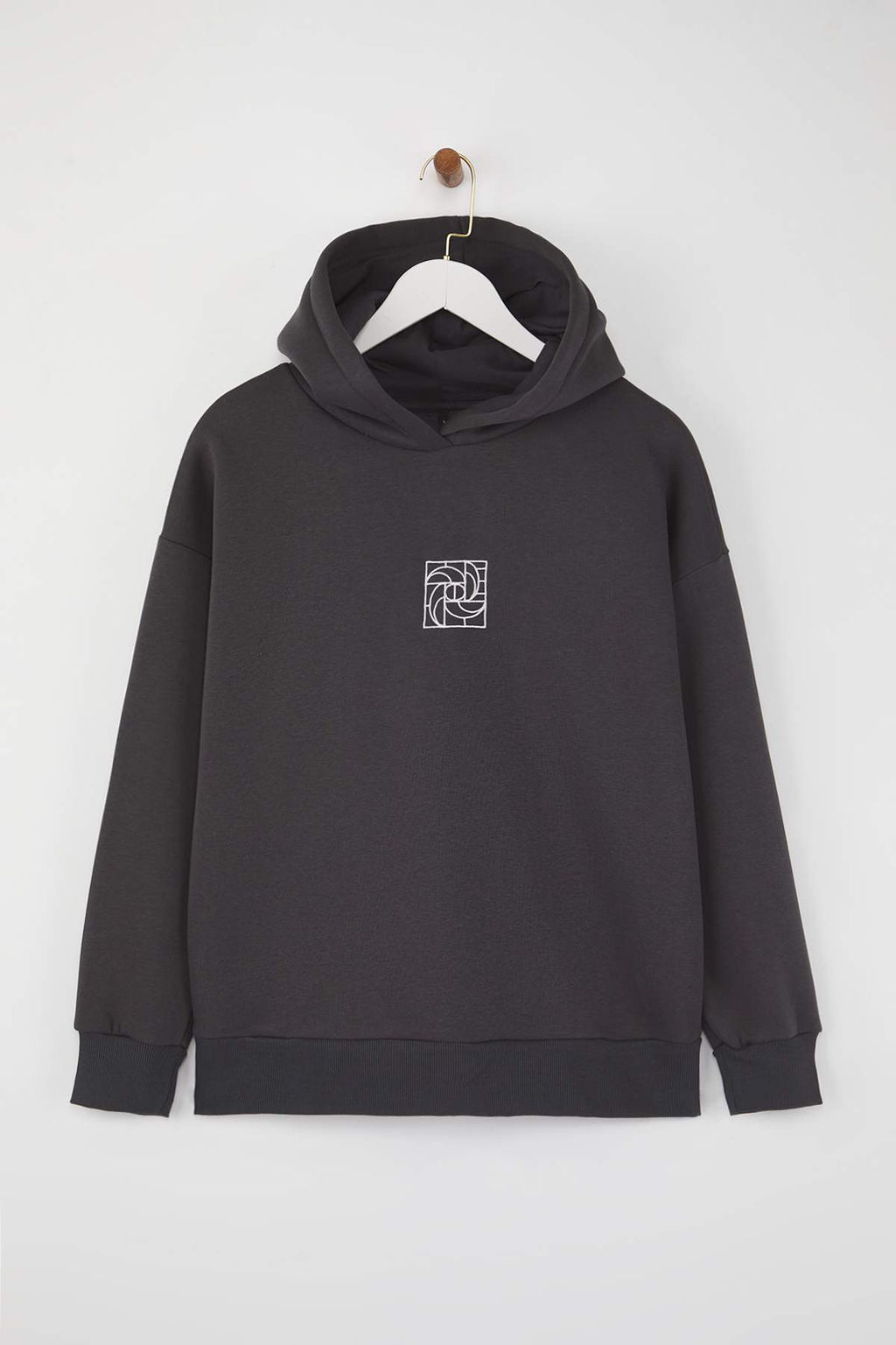 TRENDYOLMILLA Bej Oversize/Genis Kal?p Nak?sl? Kal?n Ici Polarl? Orme Sweatshirt TWOAW25SW00070 фото 10