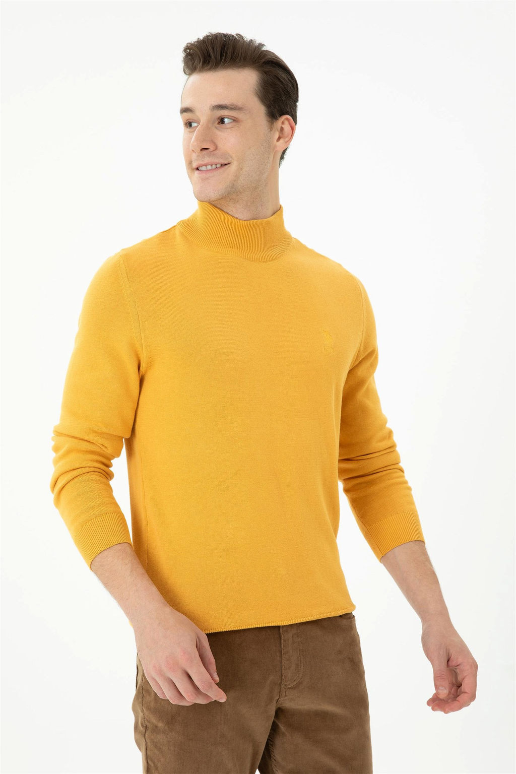 U. S. Polo Assn Мужской горчичный базовый свитер - U.s. polo assn фото 10