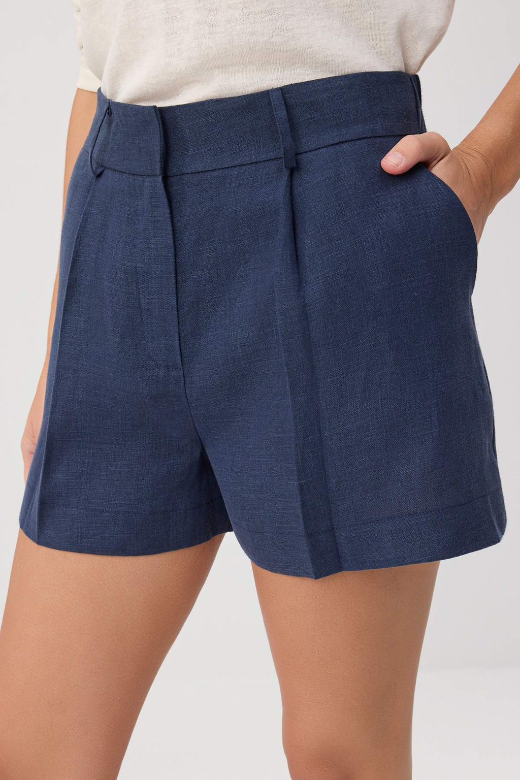 Lacivert %100 Keten _ort & Bermuda TWOSS26SR00206