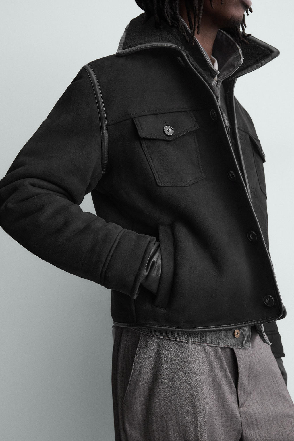 DOUBLE-FACED FAUX SUEDE JACKET