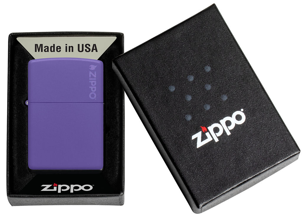 Зажигалка ZIPPO Логотип с фиолетовым матовым покрытием | Logo Purple Matte 237ZL  фото 6