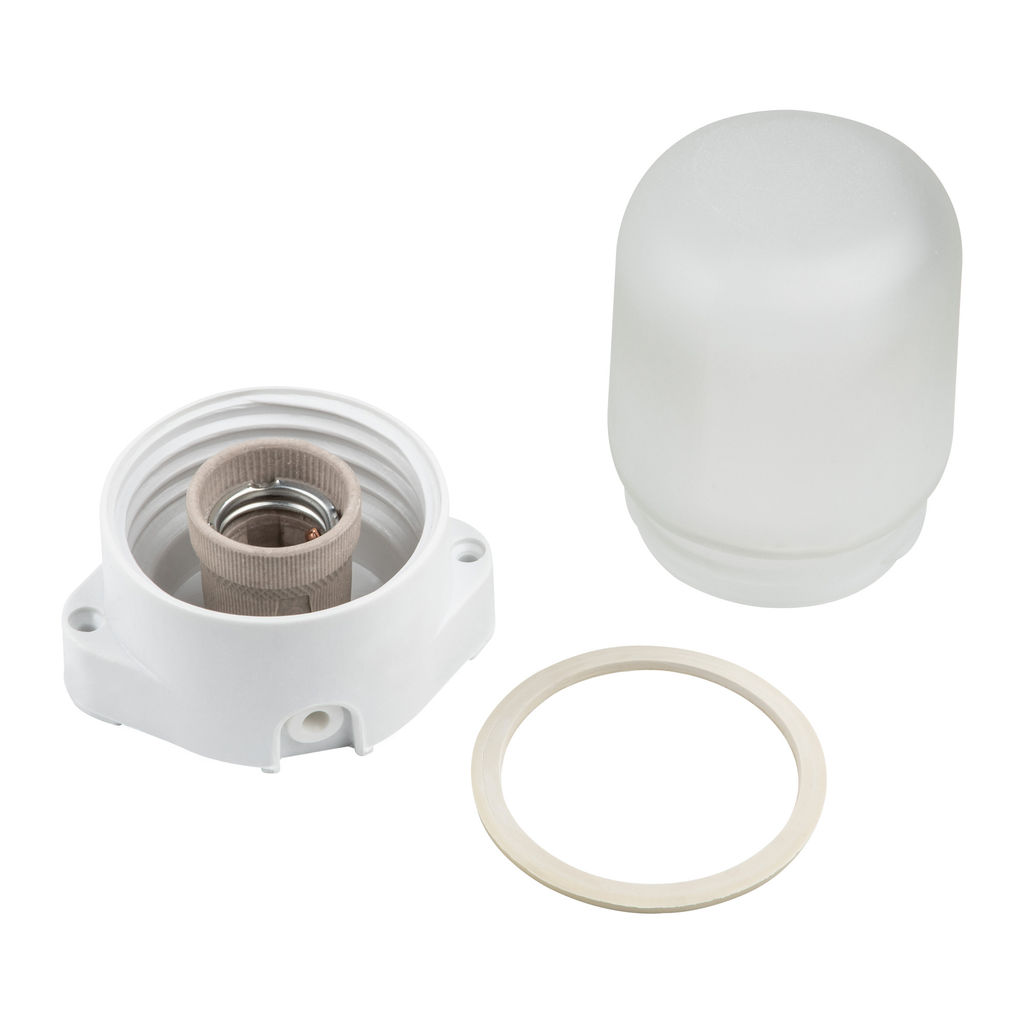 UWL-K01R 60W/E27 IP65 WHITE Светильник влагозащищенный под лампу Е27, для бань и саун, до +125С. Цвет корпуса белый. ТМ Uniel