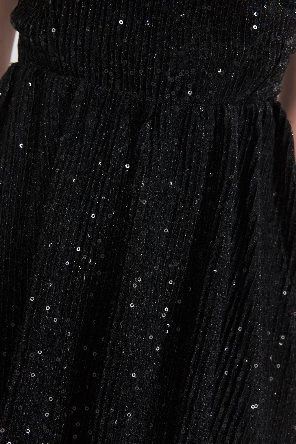 Siyah Etegi Belden Ac?lan Payet Mini Abiye Gece Mezuniyet Elbisesi TPRSS25EL00286