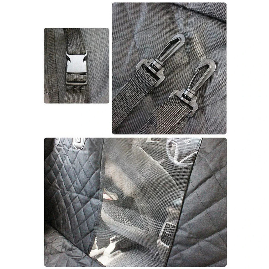 Автогамак для перевозки животных "Место Бро", цвет черный, влагозащ. ткань, ремень для крепл. к ошейнику, 133*140см