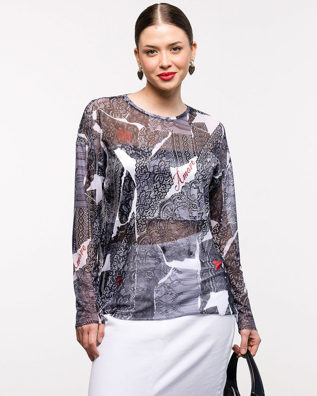 авторский Лонгслив из сетки с принтом - Sahar art lab фото 2