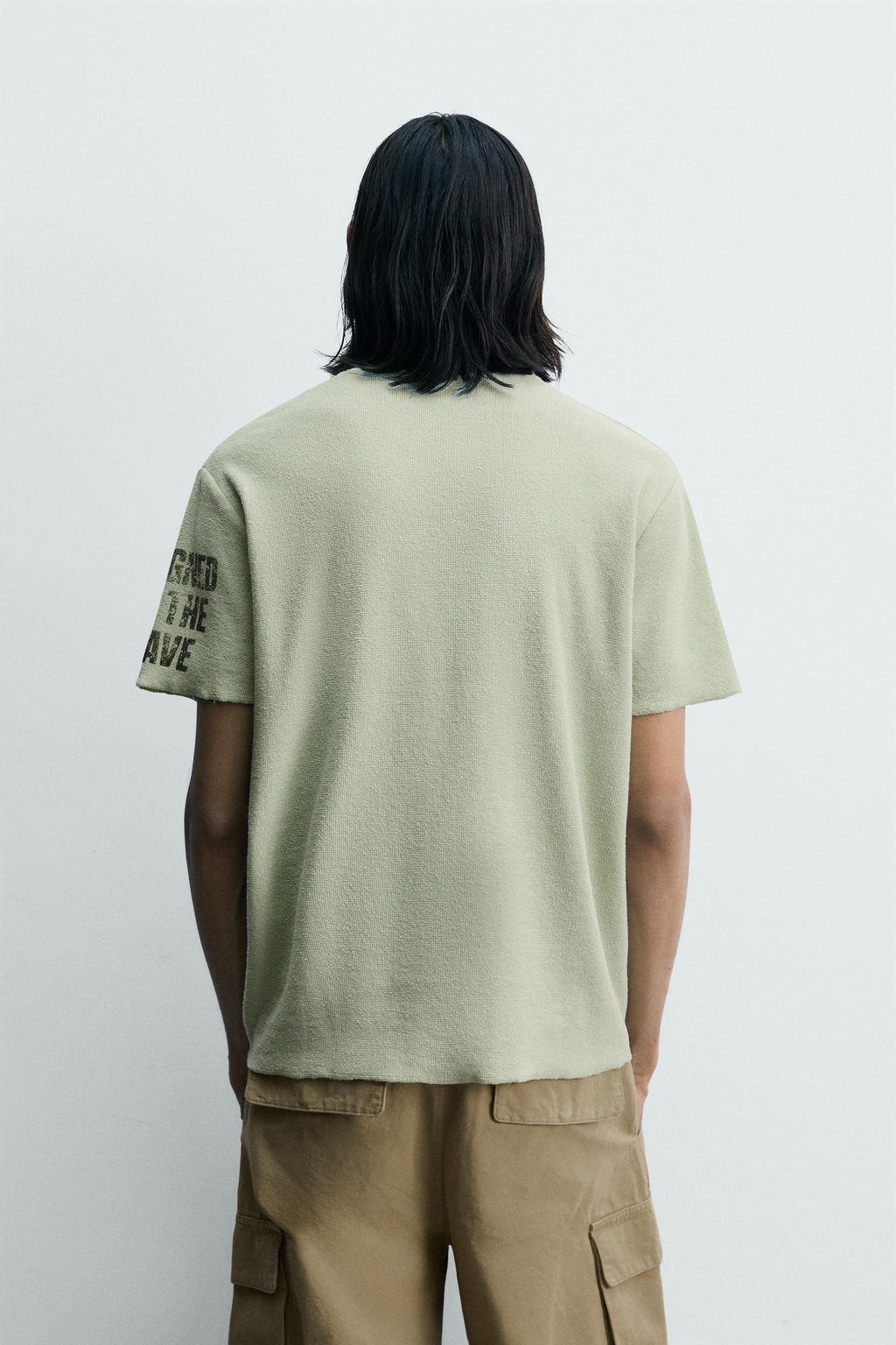 CAMISETA PUNTO ESTAMPADOS LAVADOS / Verde agua