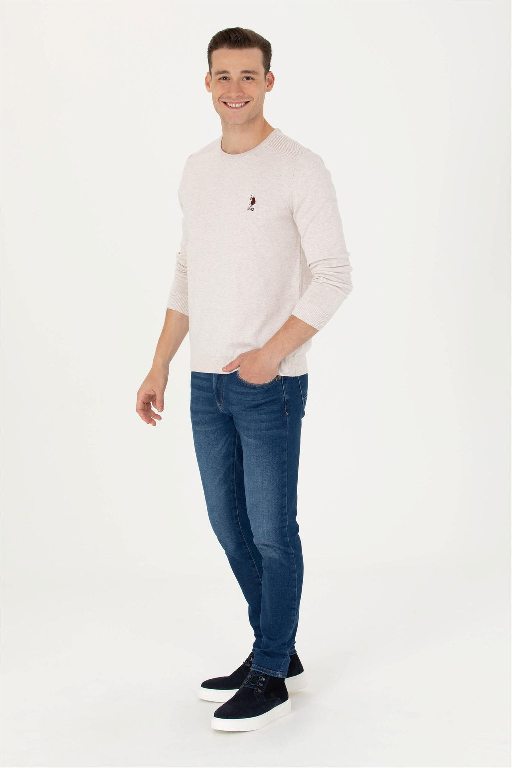 U. S. Polo Assn Мужской базовый свитер из каменного меланжа - U.s. polo assn фото 10