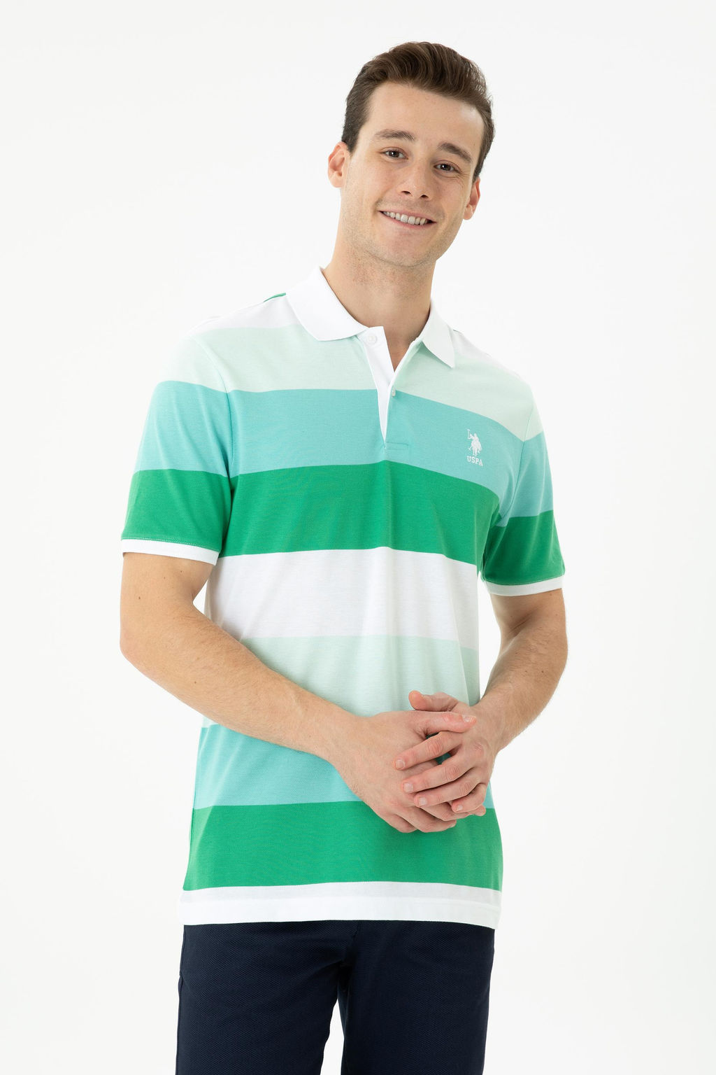 U. S. Polo Assn Мужская зеленая футболка с воротником-поло - U.s. polo assn фото 17