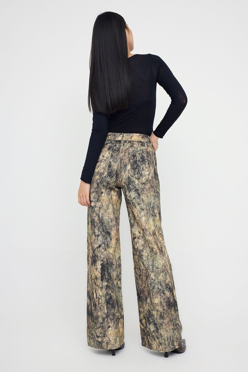Teen Cok Renkli Desenli Yuksek Bel Wide Leg Jeans TWOAW26JE00152 - Trendyolmilla фото 4
