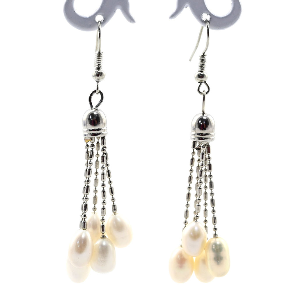 Серьги из жемчуга 5нитей, цв.ассорти Радуга камня  фото 2