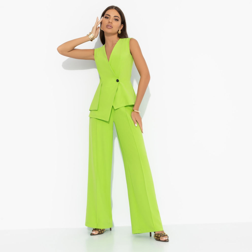 Брюки со стрелками на резинке, Создавай настроение (лайм) - Charutti фото 6