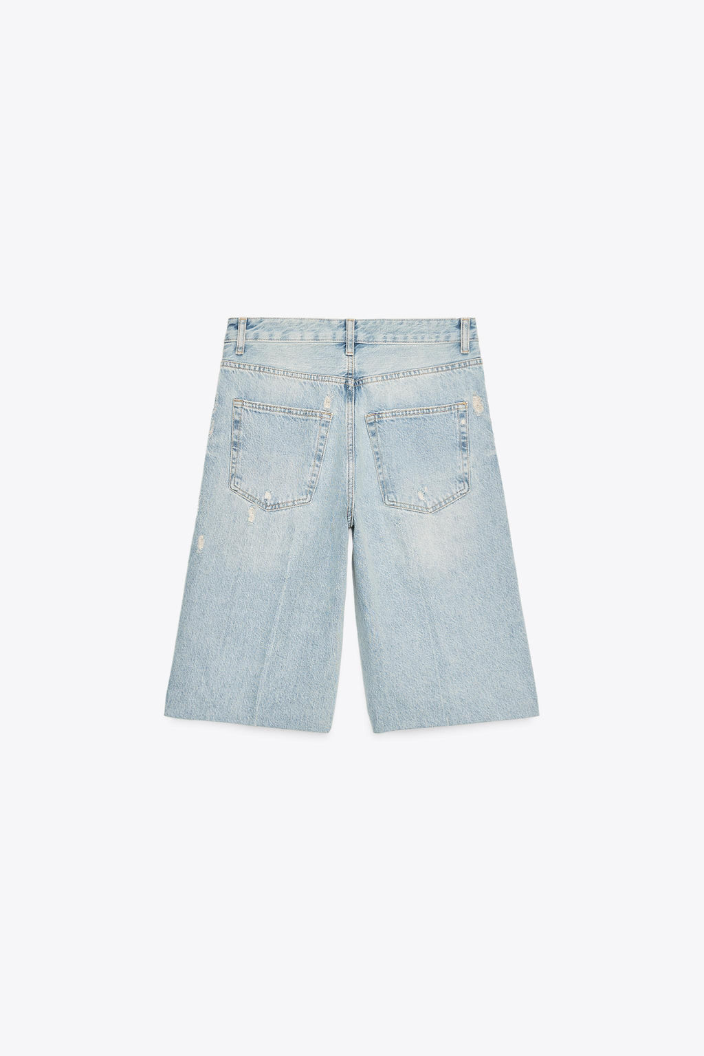 TRF RIPPED MID-RISE DENIM JORTS - Zara фото 7