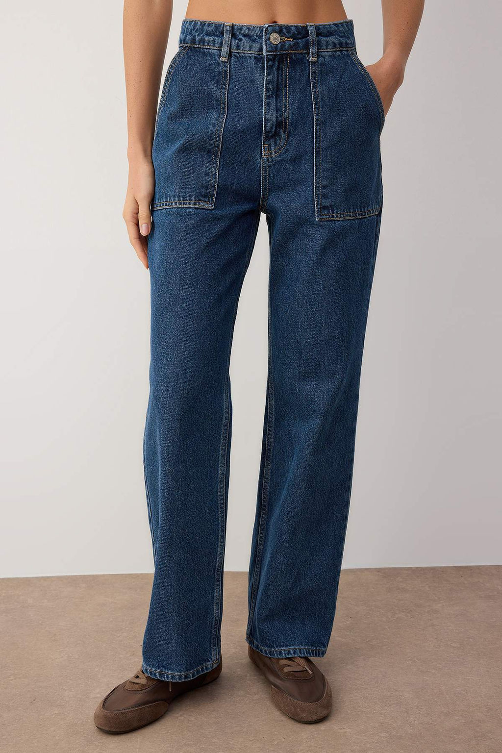 TRENDYOLMILLA Tas Cep Detayl? Yuksek Bel Wide Leg Jeans TWOAW22JE0595  фото 15