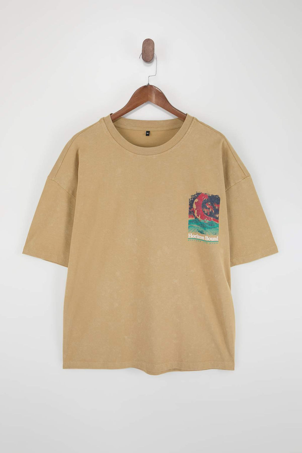 TRENDYOL MAN Buyuk Beden Vizon Orme Oversize/Genis Kesim Eskitme/Soluk Efektli %100 Pamuk T-shirt TMNSS25BF00016 - Trendyolmilla фото 5