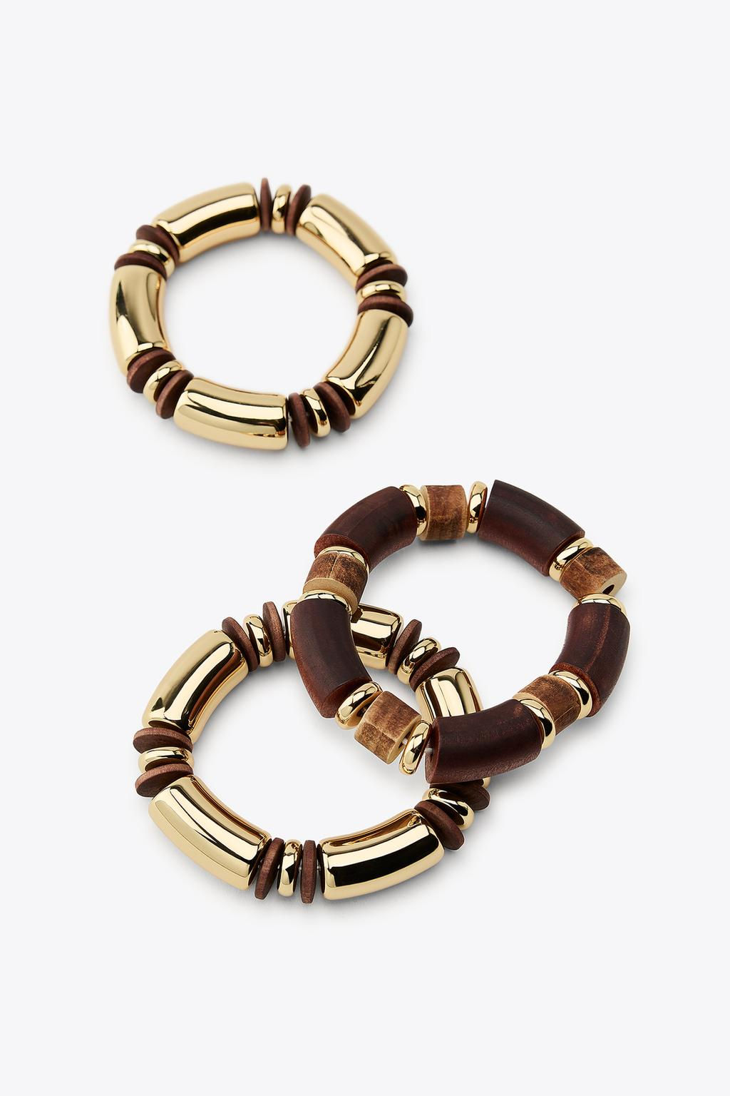 PACK OF 3 ELASTICATED WOODEN BRACELETS - Zara фото 5