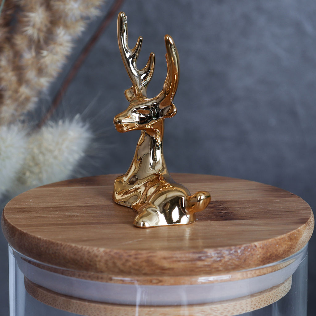 Банка для сыпучих бамбуковая крышка с фигуркой 350 мл 8х8 см / 9858 /уп 150/ новогодняя