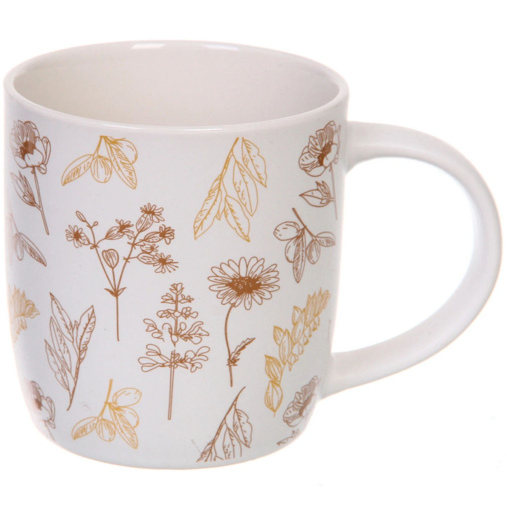 Цена за 2 шт. Кружка керамическая 370мл"Цветочный луг", микс рисунков