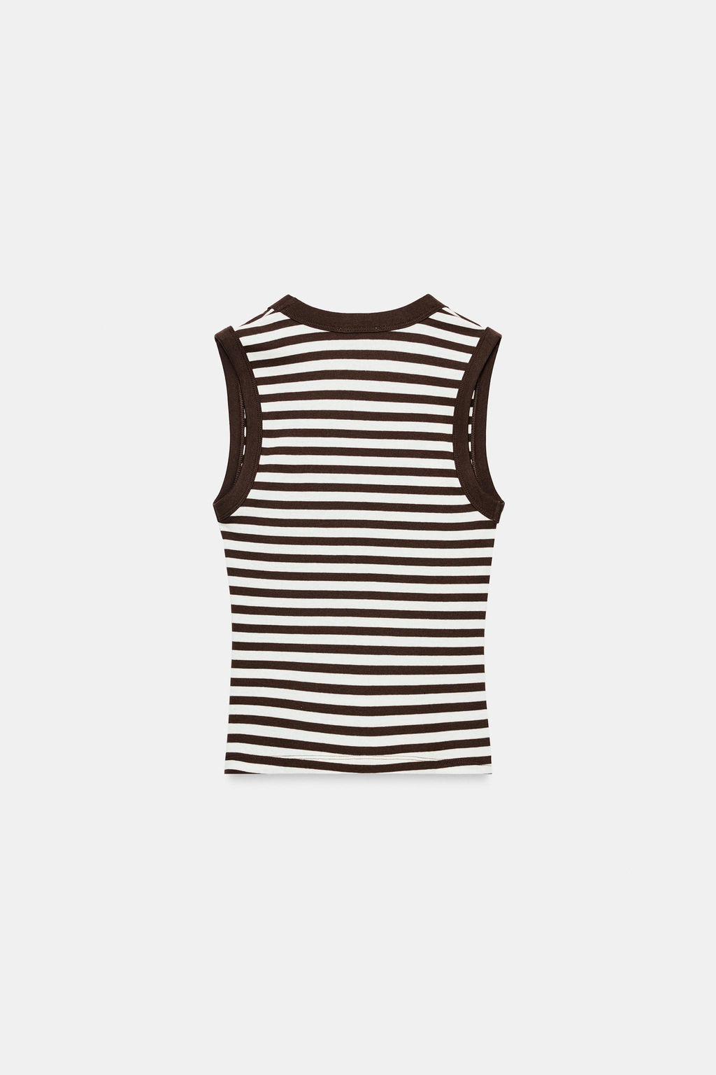 CAMISETA ALGOD?N  ESCOTE PICO / Rayas marrones