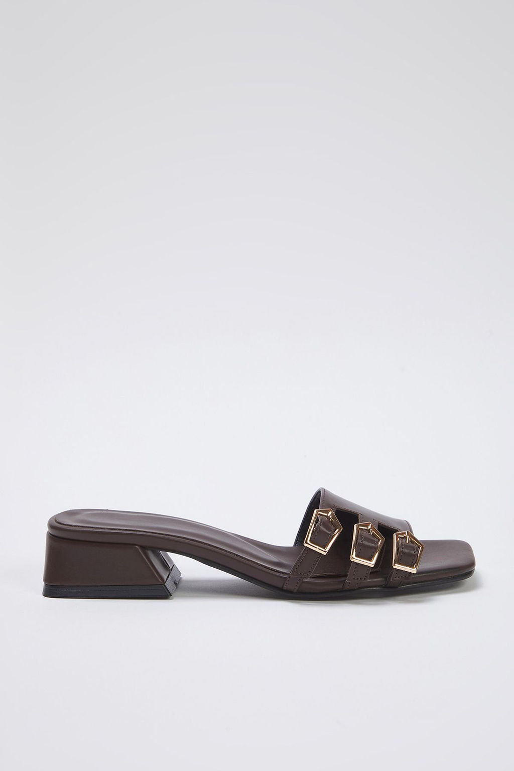 Trendyol Shoes Kahverengi Gold Tokal? Blok Topuk Kad?n Topuklu Terlik TAKSS25TO00036 - Trendyolmilla фото 11
