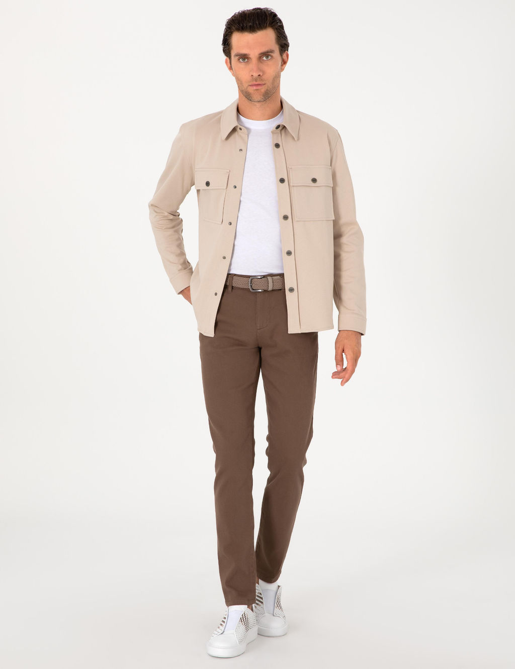 Kahverengi Slim Fit Kanvas Pantolon - Cacharel фото 3